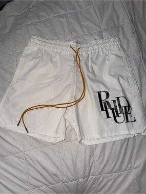 Rhude White Shorts with Black Drawstring